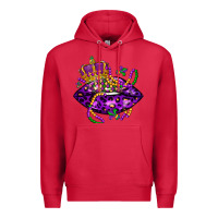 Cardinal mardi gras lips Premium Hoodie - LillyAllenDesigns