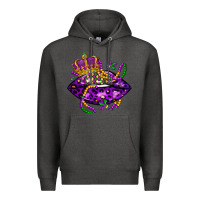 Charcoal Heather mardi gras lips Premium Hoodie - LillyAllenDesigns
