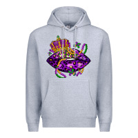 Heather Grey mardi gras lips Premium Hoodie - LillyAllenDesigns