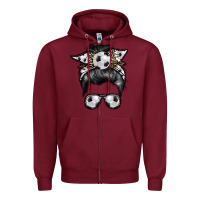 Burgundy soccer mom Zipper Hoodie - RacoonDesign