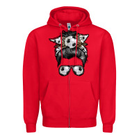 Red soccer mom Zipper Hoodie - RacoonDesign