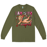 Army Green i am with cupid Long Sleeve Tee - OliviaCreatesArt