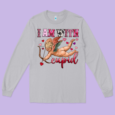 I Am With Cupid Long Sleeve Tee Designed By Oliviacreatesart