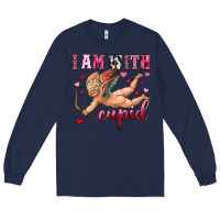 Navy i am with cupid Long Sleeve Tee - OliviaCreatesArt