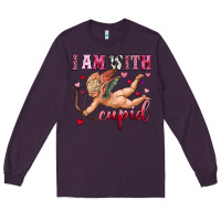 Plum i am with cupid Long Sleeve Tee - OliviaCreatesArt