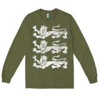 Army Green Retro Three England Lions Vintage Souvenir Long Sleeve Tee - trangStudio