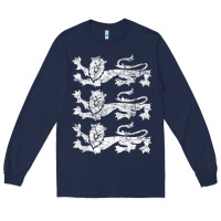 Navy Retro Three England Lions Vintage Souvenir Long Sleeve Tee - trangStudio