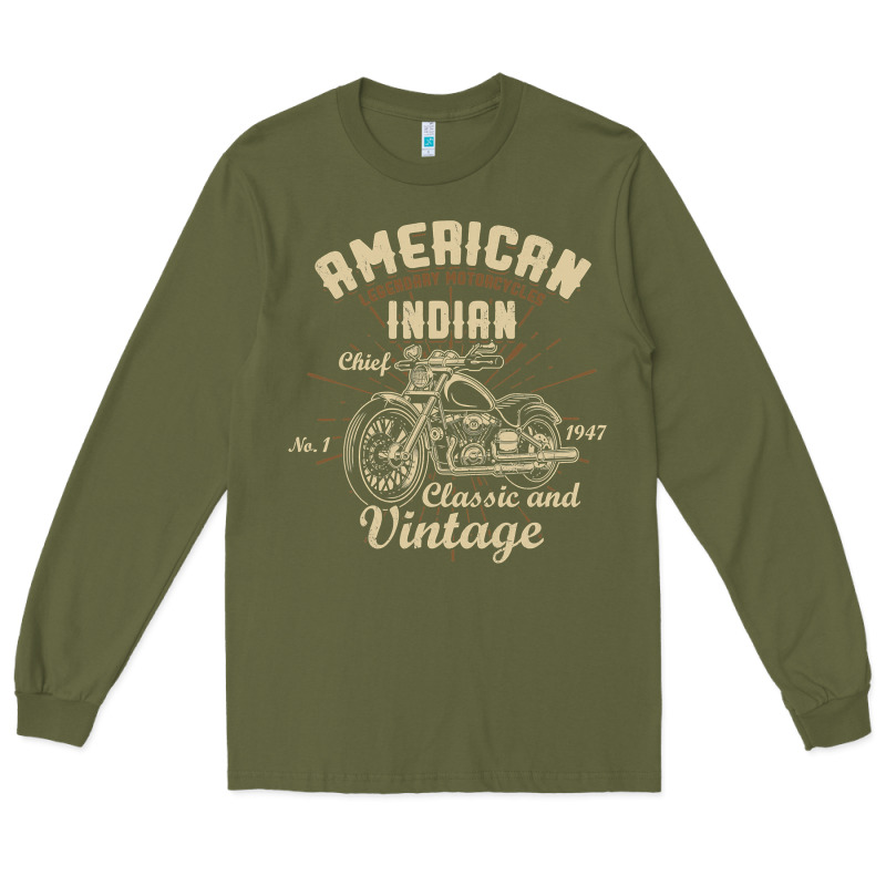 Retro Vintage American Motorcycle Indian For Old Biker Long Sleeve Tee by trangStudio | Teevron