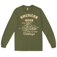 Army Green Retro Vintage American Motorcycle Indian for Old Biker Long Sleeve Tee - trangStudio