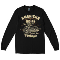 Black Retro Vintage American Motorcycle Indian for Old Biker Long Sleeve Tee - trangStudio