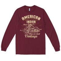 Burgundy Retro Vintage American Motorcycle Indian for Old Biker Long Sleeve Tee - trangStudio