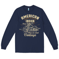 Navy Retro Vintage American Motorcycle Indian for Old Biker Long Sleeve Tee - trangStudio