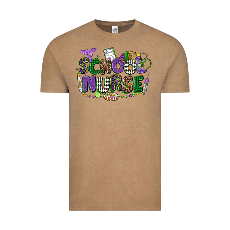 School Nurse Mardi Gras Vintage Tee by CowGirlArtShop | Teevron