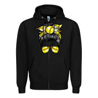 Black softball mom Zipper Hoodie - RacoonDesign
