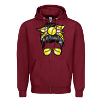 Burgundy softball mom Zipper Hoodie - RacoonDesign
