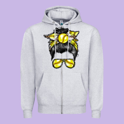 Softball Mom Zipper Hoodie Designed By Racoondesign
