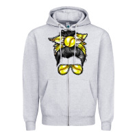 Heather Grey softball mom Zipper Hoodie - RacoonDesign