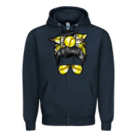 Navy softball mom Zipper Hoodie - RacoonDesign