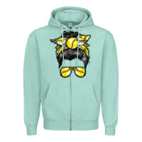 Seafoam softball mom Zipper Hoodie - RacoonDesign