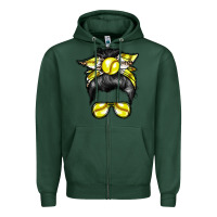 Sports Green softball mom Zipper Hoodie - RacoonDesign