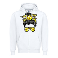 White softball mom Zipper Hoodie - RacoonDesign
