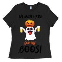Black I'm Just Here For The Boos Ladies Tee - Bettercallsaul