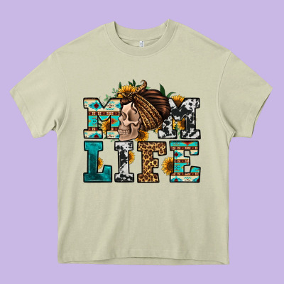 Western Momlife Skull With Bandana Heavy Core Tee Designed By Jasminsmagicworld