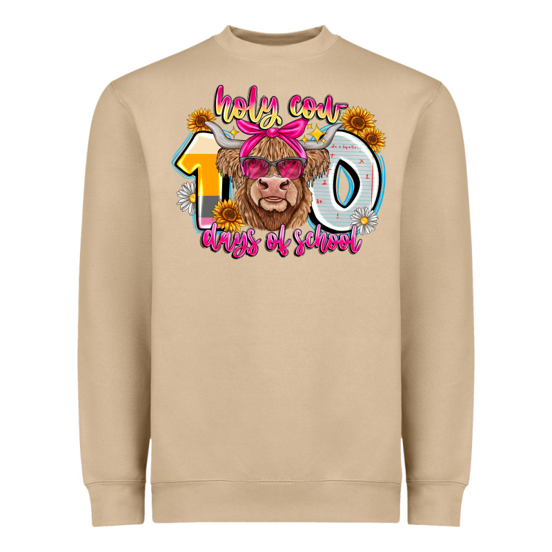Holy Cow 100 Days Of School Heavyweight Sweatshirt by CowhideDigitalArt | Teevron