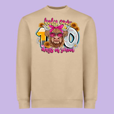 Holy Cow 100 Days Of School Heavyweight Sweatshirt Designed By Cowhidedigitalart