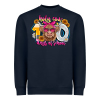 Navy Holy Cow 100 Days Of School Heavyweight Sweatshirt - CowhideDigitalArt