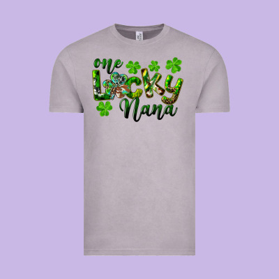 St. Patrick's Day One Lucky Nana Vintage Tee Designed By Ranaportraitstore