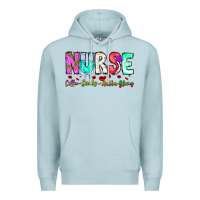 Blue Mist Nurse Coffee Scrubs Rubber Gloves Premium Hoodie - CowhideDigitalArt