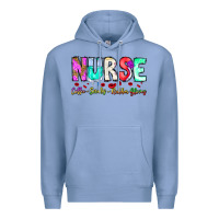 Colony Blue Nurse Coffee Scrubs Rubber Gloves Premium Hoodie - CowhideDigitalArt
