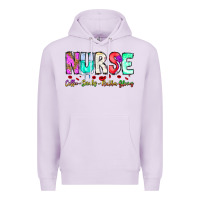 Lilac Nurse Coffee Scrubs Rubber Gloves Premium Hoodie - CowhideDigitalArt