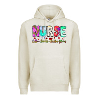Oatmeal Heather Nurse Coffee Scrubs Rubber Gloves Premium Hoodie - CowhideDigitalArt