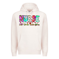 Pale Pink Nurse Coffee Scrubs Rubber Gloves Premium Hoodie - CowhideDigitalArt