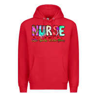 Red Nurse Coffee Scrubs Rubber Gloves Premium Hoodie - CowhideDigitalArt