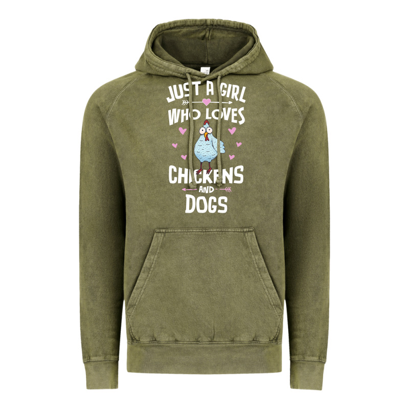 Just A Girl Who Loves Chickens And Dogs Gift Women Vintage Hoodie by trangStudio | Teevron
