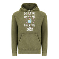 Vintage Olive Just A Girl Who Loves Chickens And Dogs Gift Women Vintage Hoodie - trangStudio