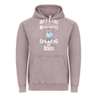 Vintage Zinc Just A Girl Who Loves Chickens And Dogs Gift Women Vintage Hoodie - trangStudio