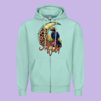 Stay Wild Moon Cowgirl Zipper Hoodie Designed By Racoondesign