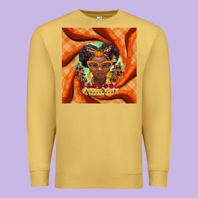 Fall African Girl Premium Sweatshirt Designed By Barkaloodesign