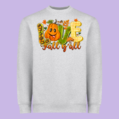 Love Fall Y'all Heavyweight Sweatshirt Designed By Cowhidedigitalart
