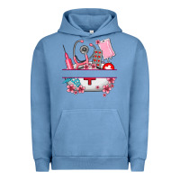 Pigment Pebble Blue custom name nurse hat and elements Urban Hoodie - AdoDesignShop