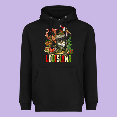 Christmas Louisiana Heavyweight Hoodie Designed By Barkaloodesign