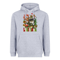 Heather Grey Christmas Louisiana Heavyweight Hoodie - BarkalooDesign