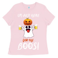Bubblegum Pink I'm Just Here For The Boos Ladies Tee - Bettercallsaul