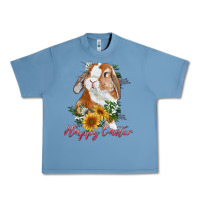 Pebble Blue happy easter with bunny and sunflowers Urban Heavy Tee - RanaPortraitStore