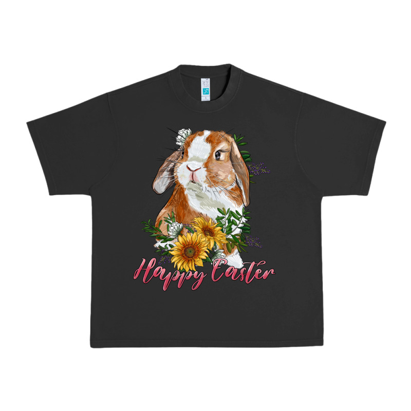 Happy Easter With Bunny And Sunflowers Urban Heavy Tee by RanaPortraitStore | Teevron