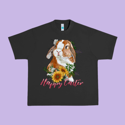 Happy Easter With Bunny And Sunflowers Urban Heavy Tee Designed By Ranaportraitstore